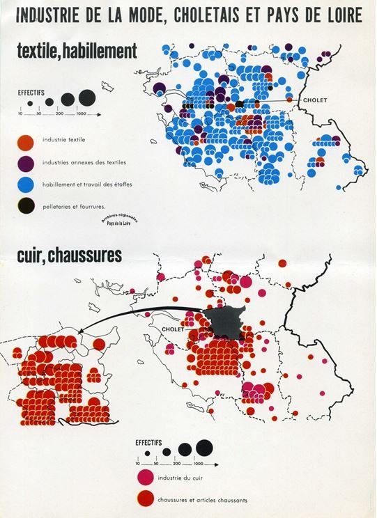 Cartes industrie de la mode dans le Choletais.