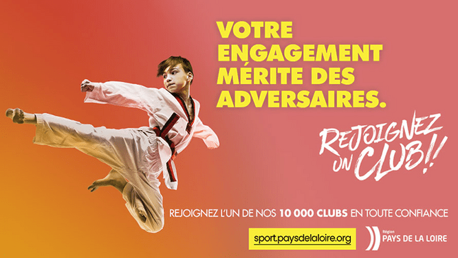 Votre engagement mérite des adversaires. Rejoignez le club !! Rejoignez l'un de nos 10 000 clubs en toute confiance. site : sport.paysdelaloire.org. Logo de la Région des Pays de la Loire