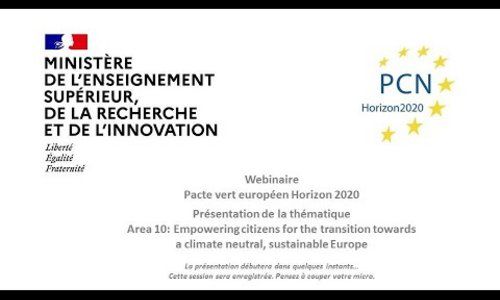 H2020 Green Deal Area 10: Empowering citizens for the transition towards a climate neutral UE