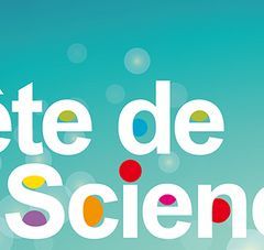 affiche de la Fête de la Science 2018 avec logo de l'état et de la région des pays de la loire